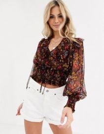 Free People sheer printed twyla top   ASOS at Asos